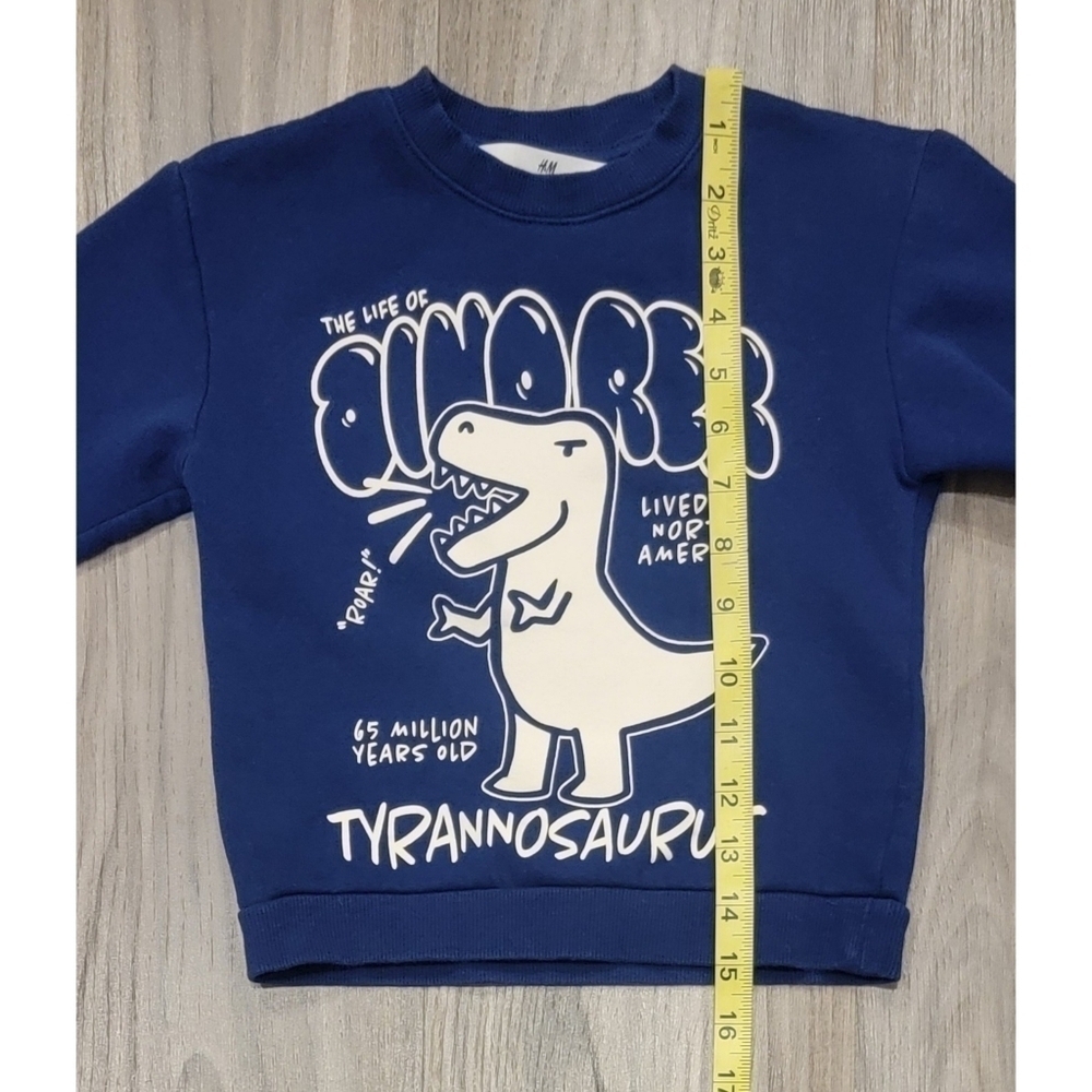 H&M Dinosaur Sweatshirt Navy Size 3-4T - Picture 3 of 7